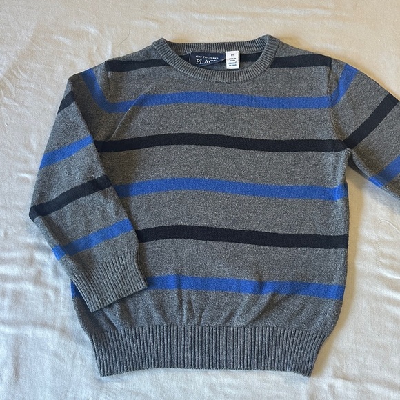 The Children's Place - Grey Sweater with Blue and Black Stripes - Picture 1 of 4